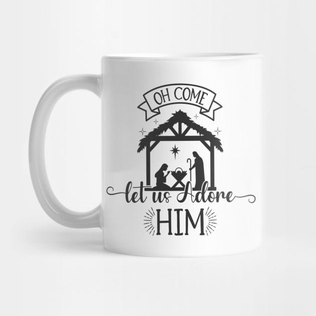 Oh Come Let Us Adore Him, Nativity Scene, Christian Christmas by BadrooGraphics Store